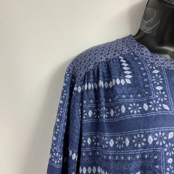 Johnny Was Women's Floral Patchwork Button Up 100% Linen Tunic Top Size M - Picture 3 of 12